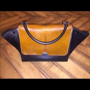 Celine Large Trapeze Cowhide Brown